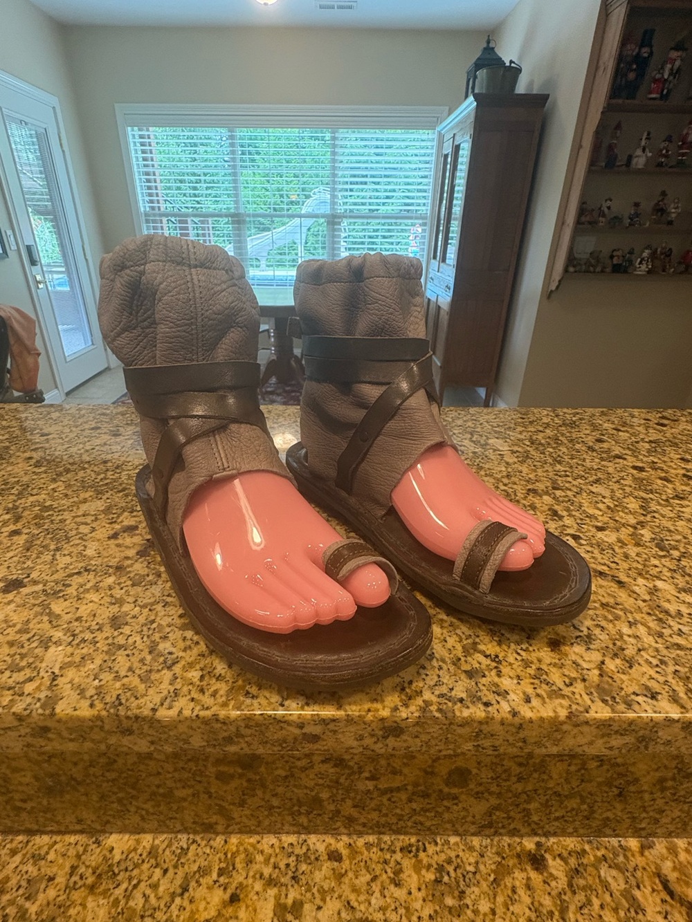 Trippen Sahara Sandals Brown and Gray Ankle Wrap Gaiter Size 38 US 7-7.5 Boho